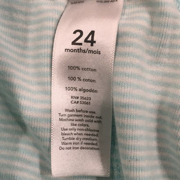 Carter’s Toddler Baby Girl Sz 24M Leggings Blue Aqua Pants Striped 100% Cotton - Picture 4 of 9